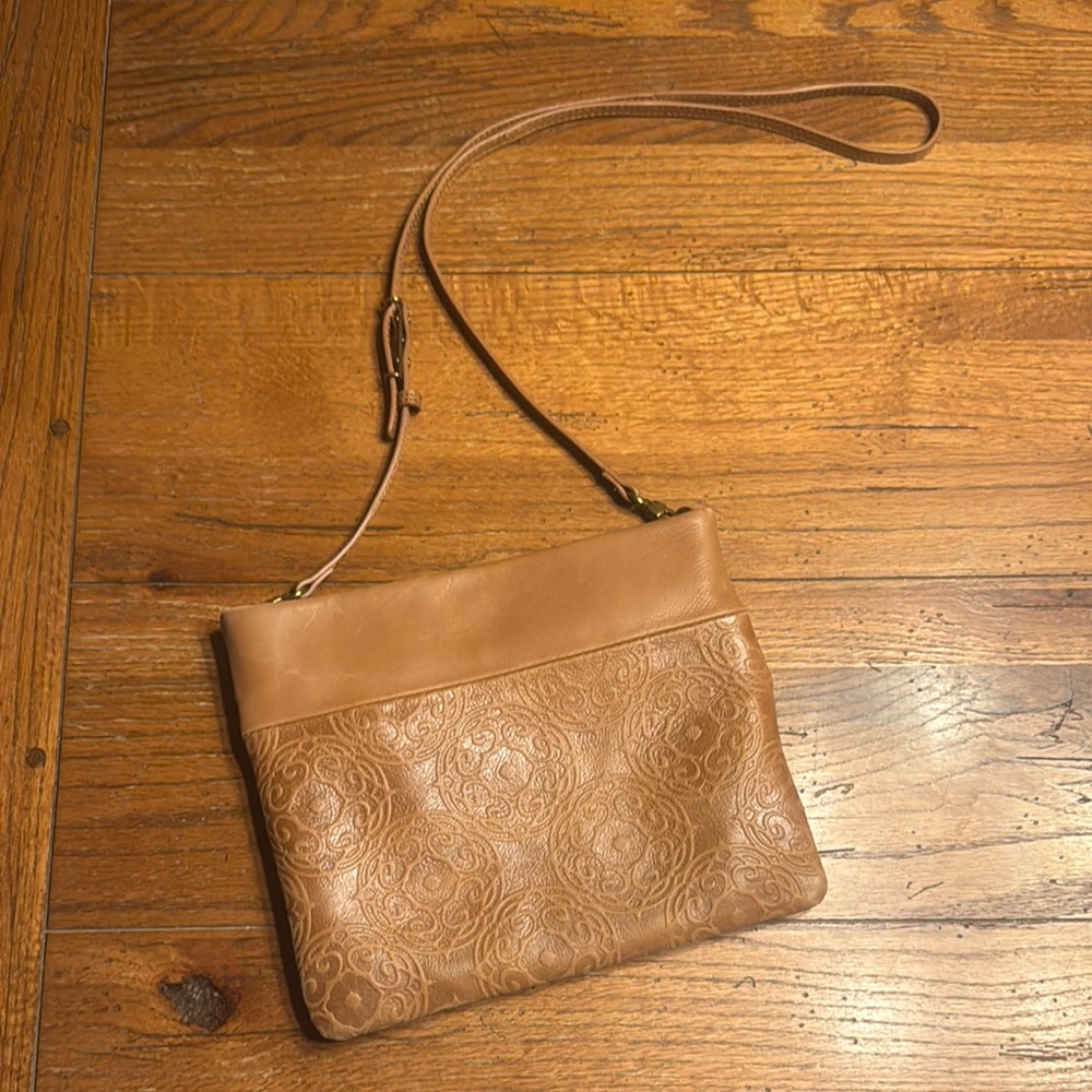 The Sak Tan Embossed Leather Crossbody